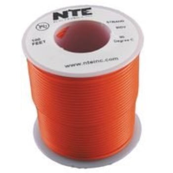 Orange 100' Length Inc. NTE Electronics WH20-03-100 Hook Up Wire Stranded Type 20 Gauge 100 Length 